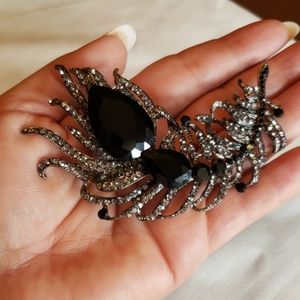 Large Black Rhinstone Brooch
